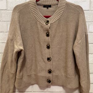 Quince Beige Button-Up Cardigan